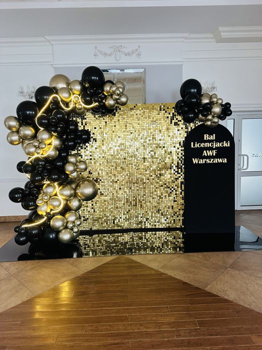 Dekoracja cekinowa ścianka balonowa