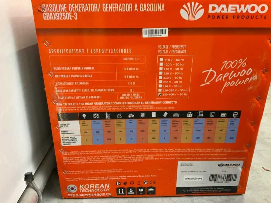 Gerador Daewoo - GDAX9250E-3 novo