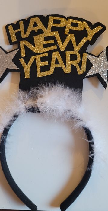 Opaska czarna na Nowy Rok Happy New Year Sylwester