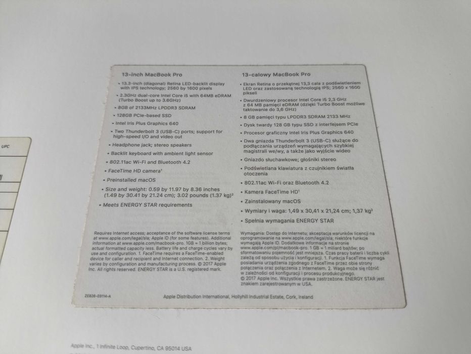 Apple MacBook Pro 13 2017 (A1708)