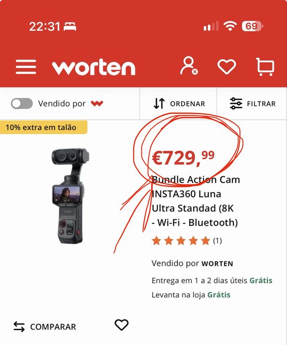 Insta 360 luna camara compacta