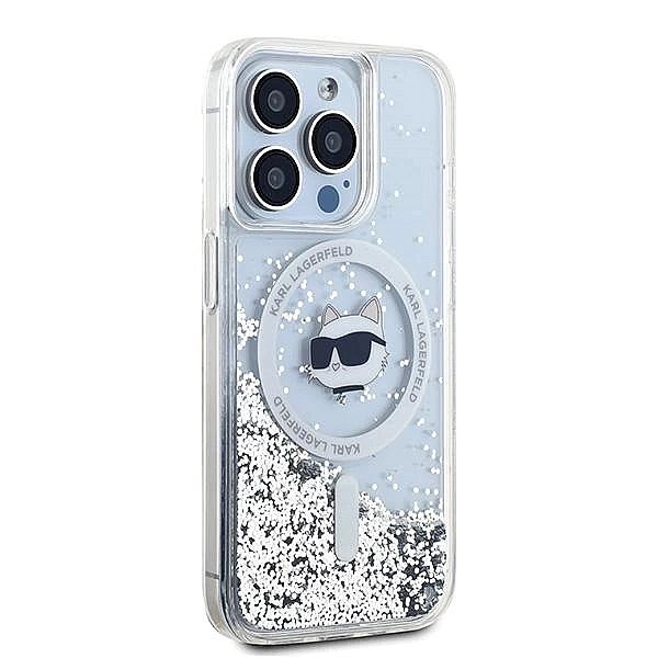 Etui Karl Lagerfeld Liquid Glitter Choupette Head MagSafe na iPhone 15