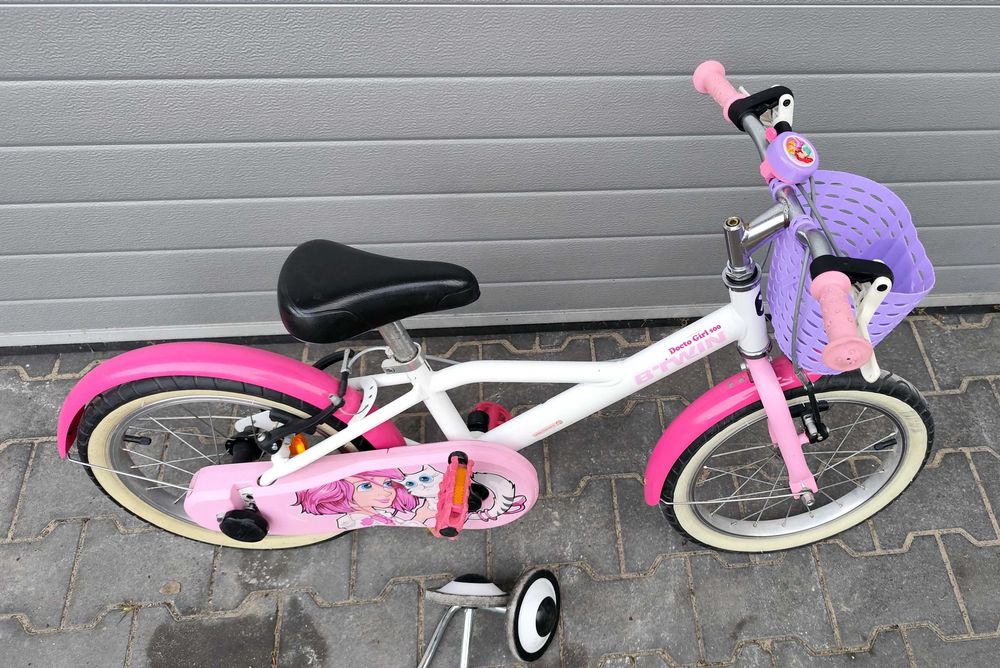 Rower 16 B-TWIN, kółka boczne, dzwonek, koszyk stan bardzo dobry