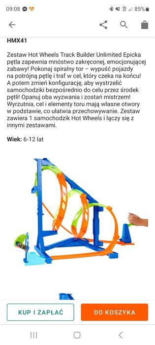 Tor Hot Wheels pętla + wyrzutnia