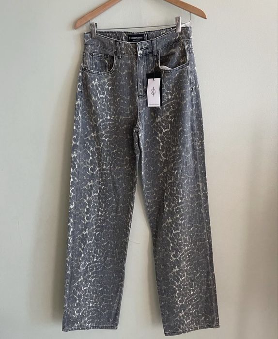 Джинси stradivarius леопардовий принт прямі 36