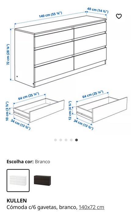 Vendo cómoda branca 6 gavetas igual a imagem