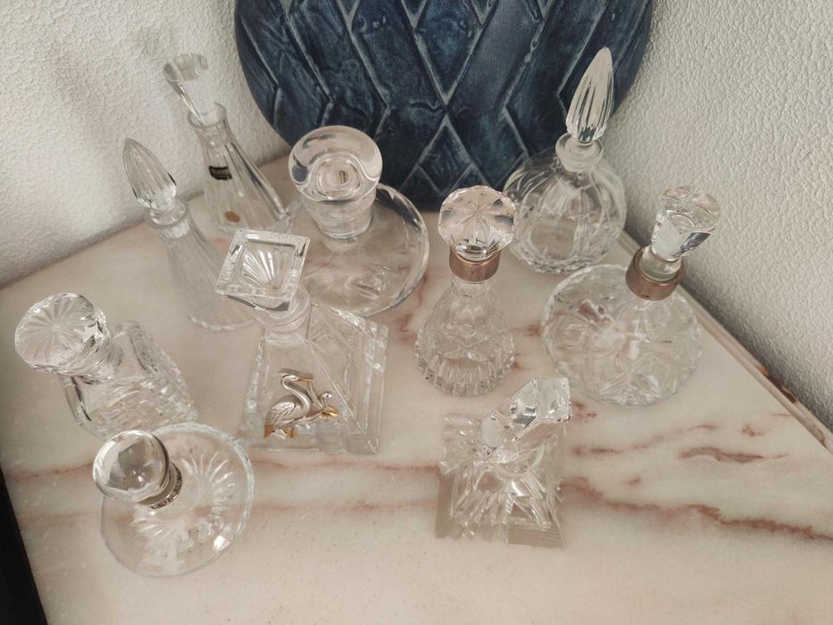 Conjunto 10 frascos perfume em cristal