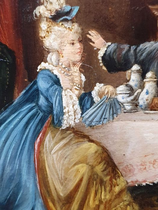 Obraz olejny . Piękna złota rama. 18x26 cm. J Morgan