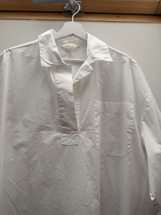 Koszula długa sukienka bawełniana biała H&M