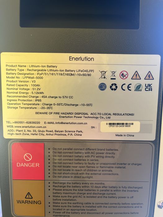 Продам LiFePO4 акумулятор 51.2В 100А·год (5.12kWh