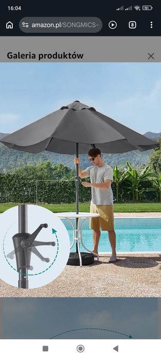 Parasol klasyczny Songmics szary 340 x 246 cm