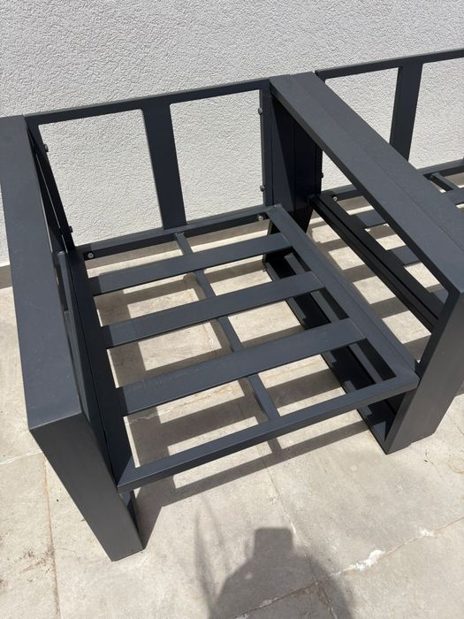 Conjunto jardim relax mesa e sofás aço cinza escuro Lyra Naterial