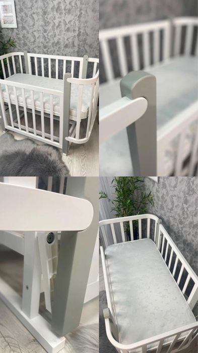 Продам дитяче ліжечко Babymax Престиж New з маятником, матрацом 120×60 см Біло-сірий