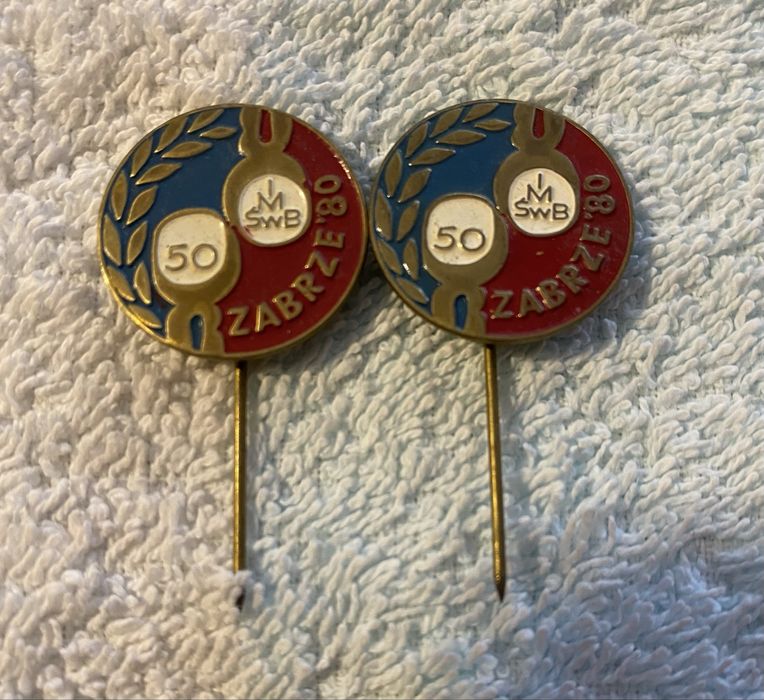 Komplet odznak PRL Zabrze 50-lecie MSWB – 2 sztuki