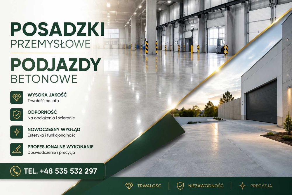 Zacieranie betonu Robienie posadzek,podjazdów betonowych beton szczotkowany i na gładko naprawa posadzek przemysłowych solidne, równe trwałe posadzki.