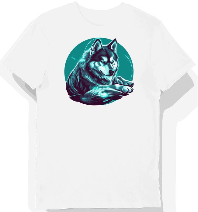 Koszulka męska biała z nadrukiem psa Alaskan Malamute 3XL