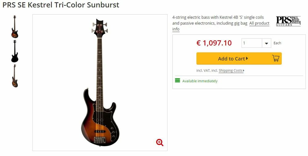 Baixo PRS SE Kestrel