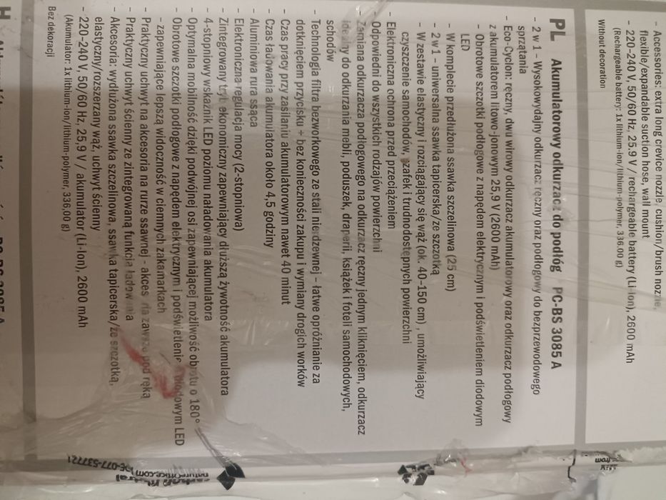 Odkurzacz Profi care raz użyty tylko do sprawdzenia