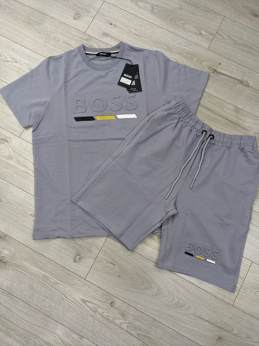 Komplet Dresowy Krótki Set T-shirt i Spodenki Hugo Szary Rozmiar S-2XL