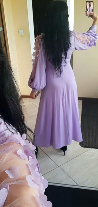 Sukienka długa balowa lilowa