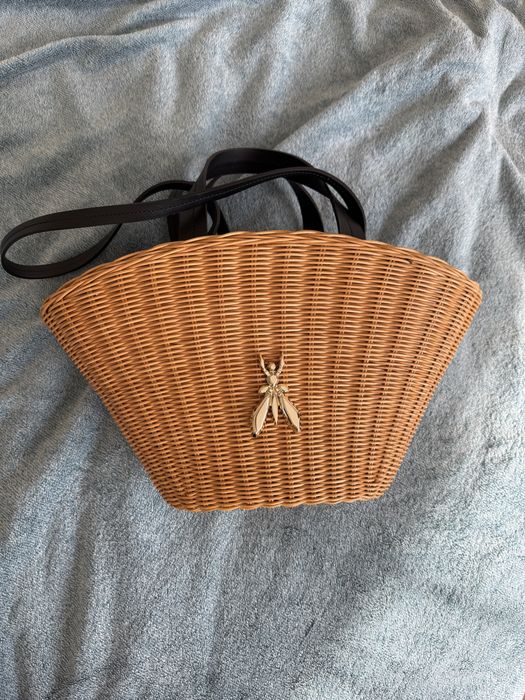 Patrizia Pepe. Torebka skórzana / wiklinowa