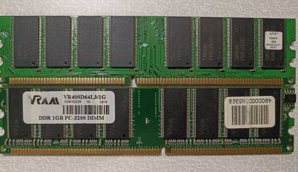 DDR 400 (3200) по 1 gb. Оперативка DDR 1-я для ПК. Рабочая, проверена.