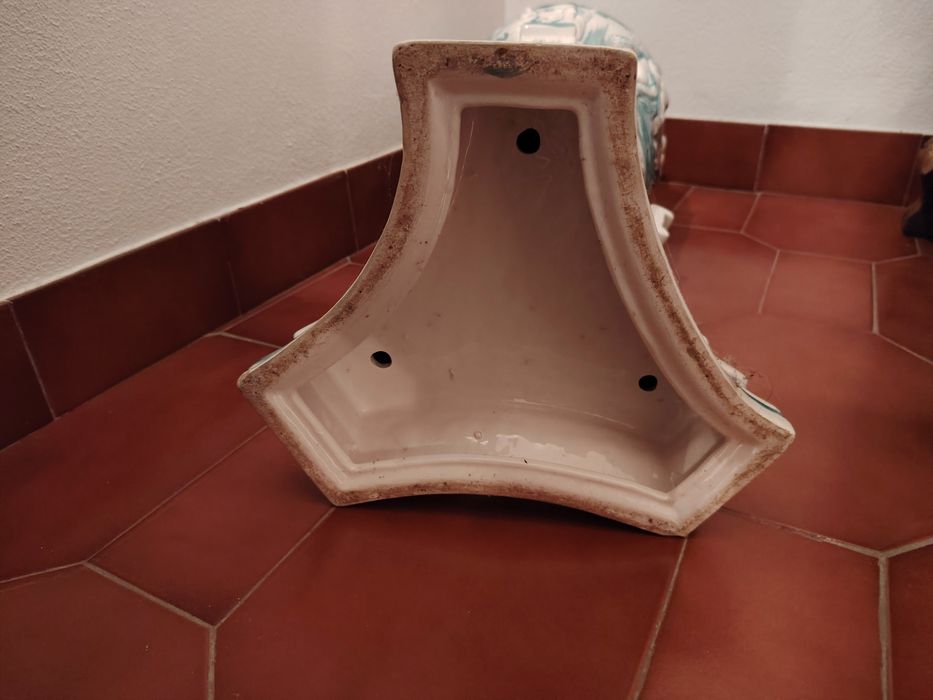 Jarrão em Porcelana Branco e Verde
