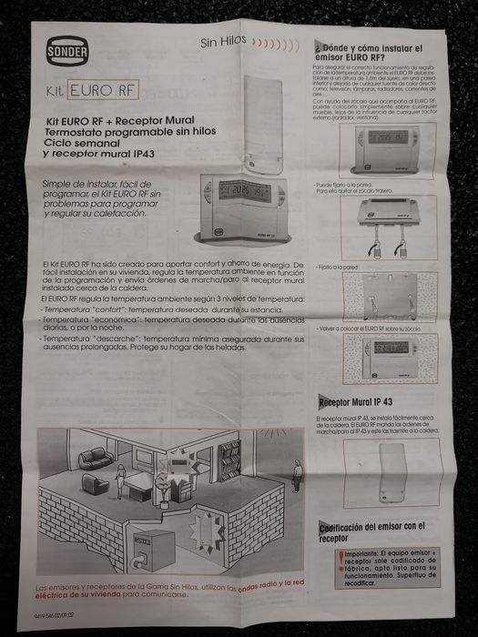 Crono termostato semanal RF - Via radio sem fios - Aquecimento