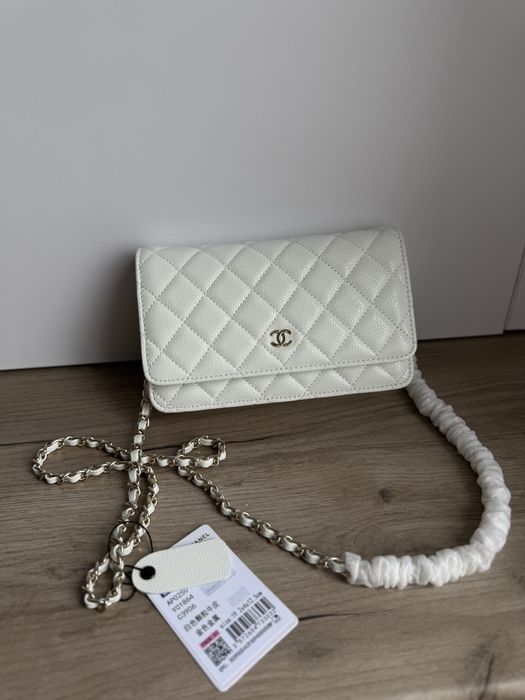 Сумка Chanel Classic Wallet on Chain White/Gold