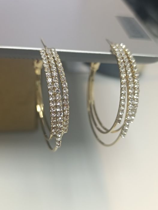 Серьги кольца Серьгі кільця велики стрази