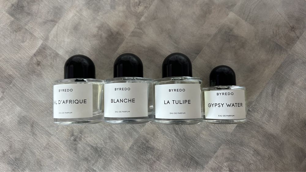 Оригінальний Byredo gypsy water. La tulipe. Blanche. Bal d’afriqie. Залишок і на розпив.
