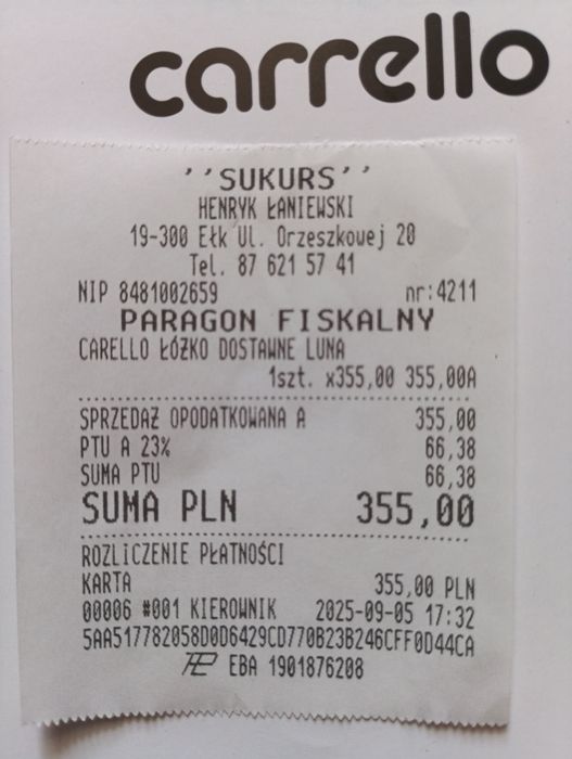 Łóżeczko dostawne