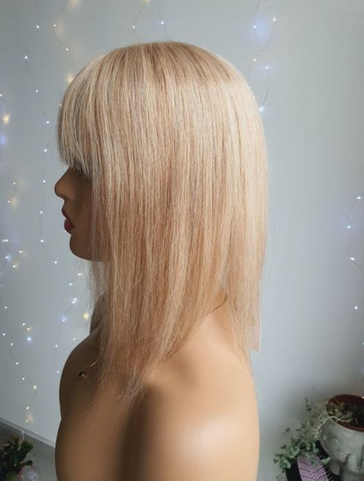 Tupet topper blond Asia z grzywką treska włosy naturalne