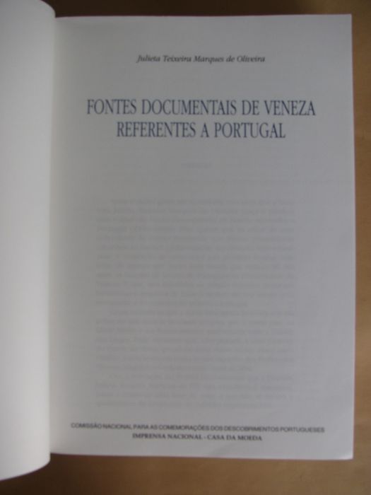 Fontes Documentais de Veneza Referentes a Portugal de Julieta Teixeira