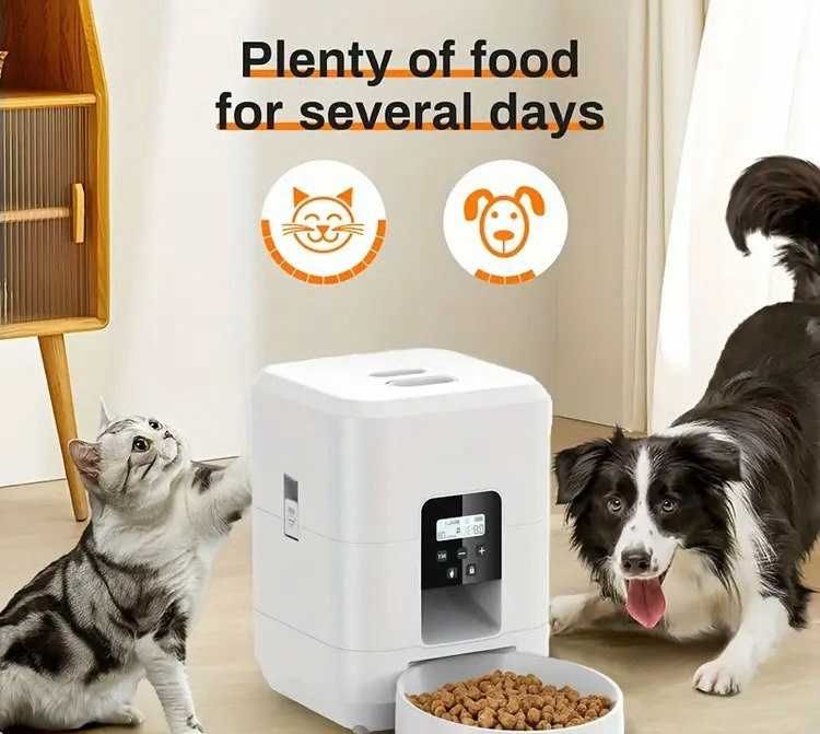Автоматическая кормушка для котов и маленьких собак на 2 L