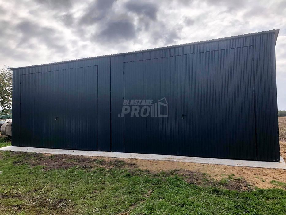 Hala Garaż blaszany 8x6 ścianka działowa Brama dwuskrzydłowa  GP142