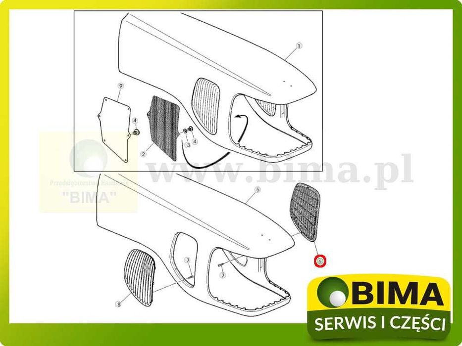 Kratka boczna nerka maski silnika LEWA John Deere 6820~6920~7320~6515