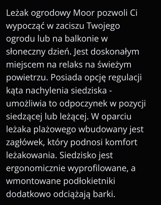 Krzesło ogrodowe z funkcją relaksu
