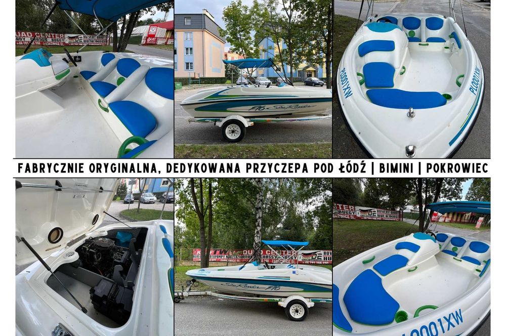 Łódź motorowa 5 os 120KM Zamiana ZAREJESTR. Motorówka Przyczepa Bimini