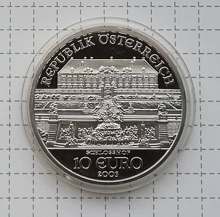 Австрія 10 євро 2003р. Палац Шлосс Гоф. СРІБЛО. ПРУФ.