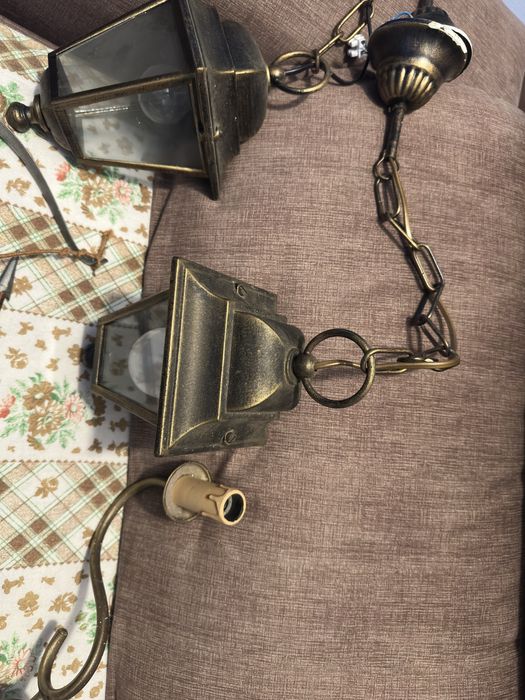 Par de candeias vintage em latão com vidro
