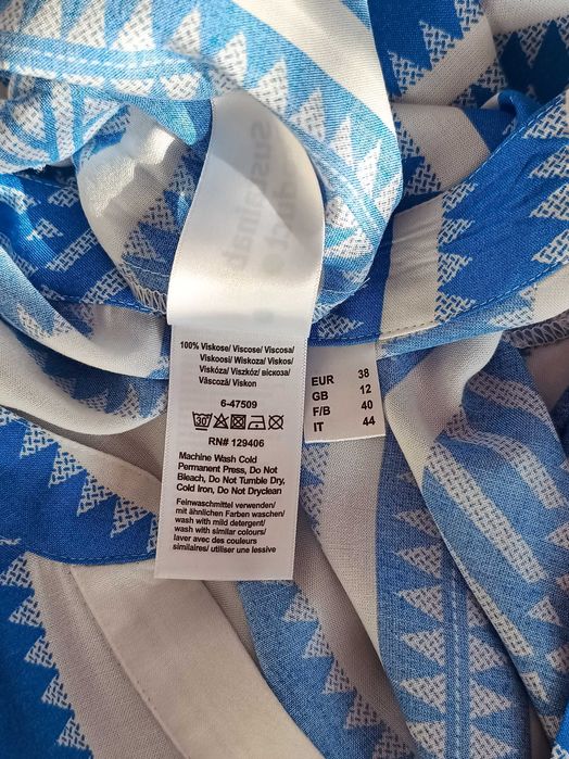 Niebieska sukienka maxi wzory etno 100% wiskoza 38 M boho