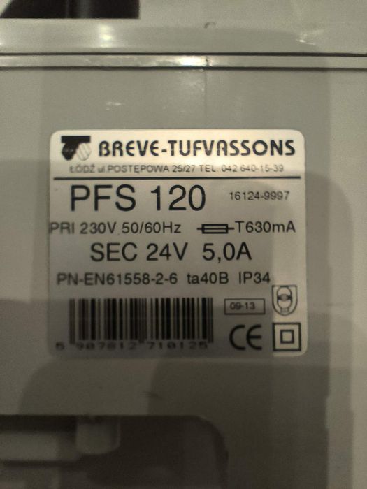 BREVE Transformator PFS 120 230/24V przenośny ochronny 16124 - 9997