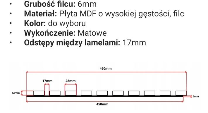 Lamele na czarnym filcu dąb wotan