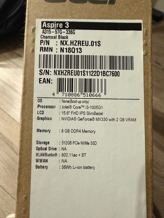 Ноутбук Acer Aspire E3 A315 57G