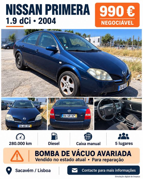 Nissan Primera 1.9 dCi 2004 — Para reparar — 990 €