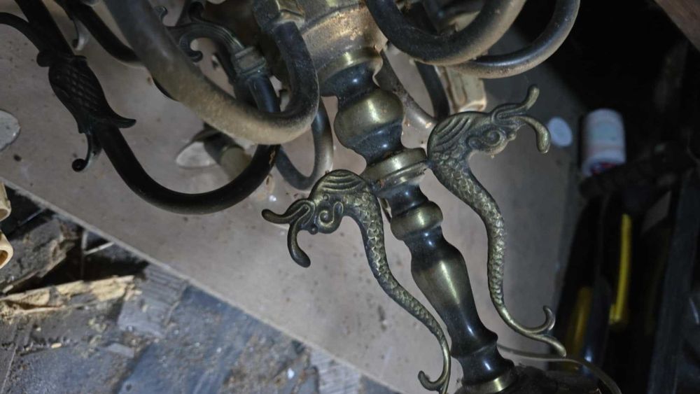 Wiszaca mosiezna lampa - lampa antyk staroć