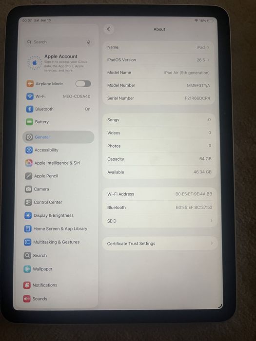 iPad Air 5ª Geração M1