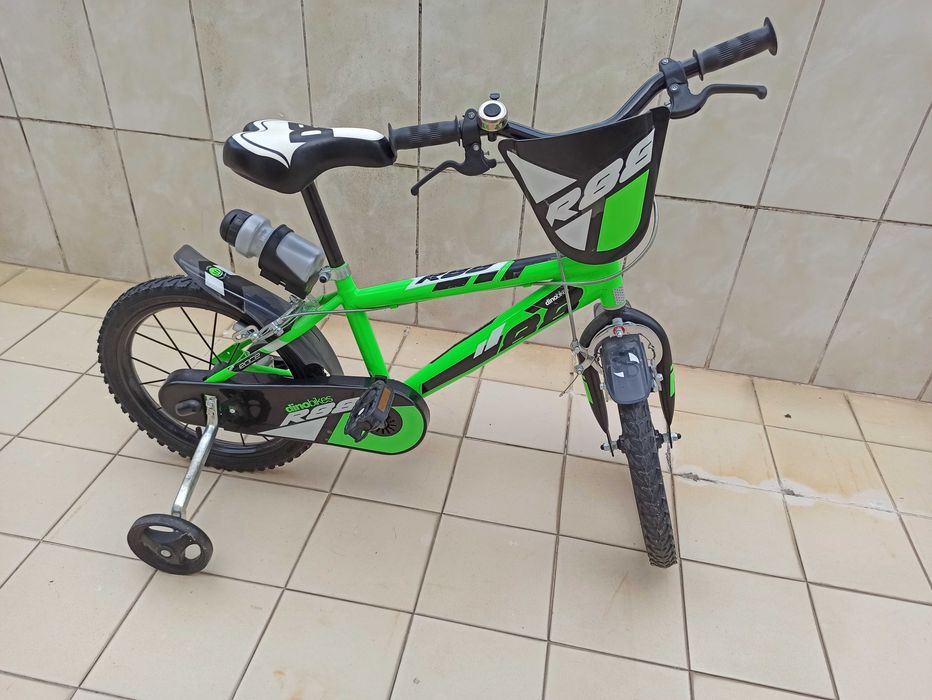 Bicicleta Dino Bikes Verde 14” Criança Com rodas de apoio. ÓTIMO Estado!