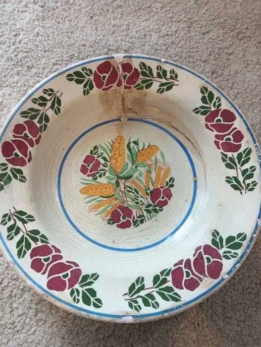 Saladeira /prato grande de cerâmica / loiça Muito antiga	Vintage	Pintado à mão*